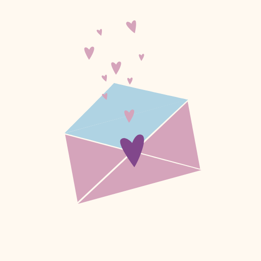 Geöffneter Umschlag, aus dem Herzen fliegen