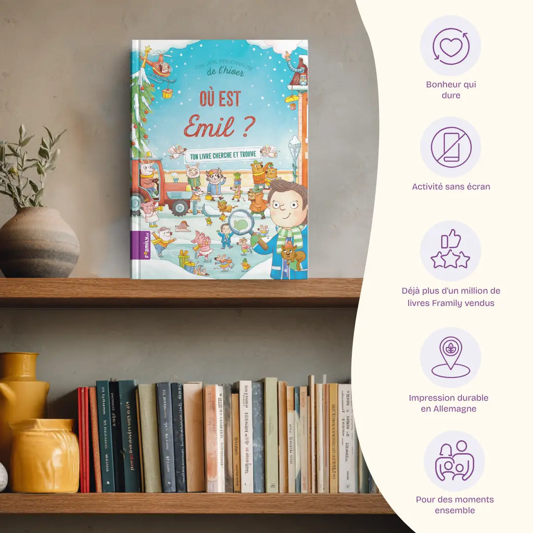 Avantages: Bonheur qui dure, Activité sans écran, Déjà plus d’un million de livres Framily vendus, Impression durable en Allemagne, Pour des moments ensemble