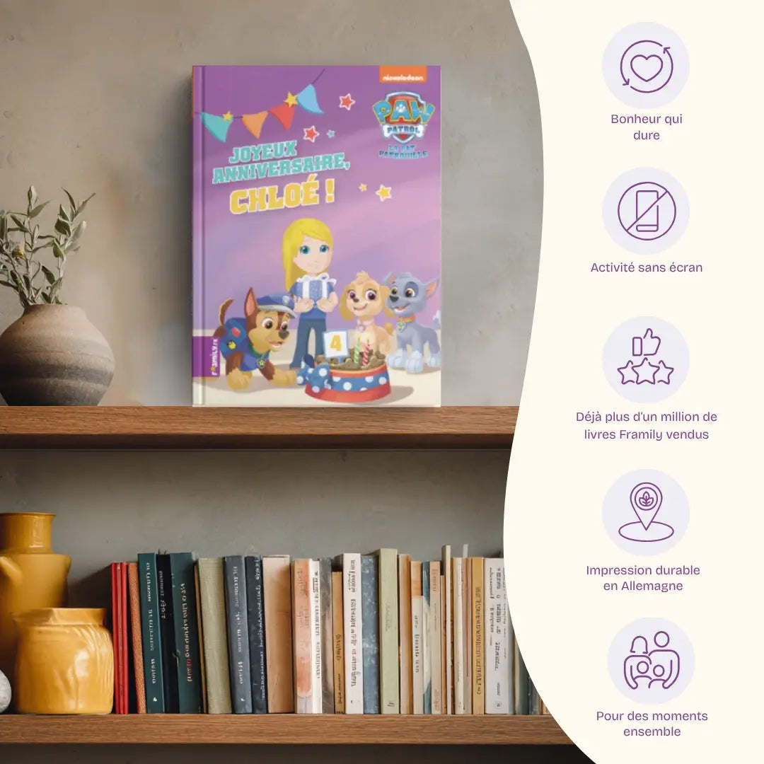 Avantages: Bonheur qui dure, Activité sans écran, Déjà plus d’un million de livres Framily vendus, Impression durable en Allemagne, Pour des moments ensemble