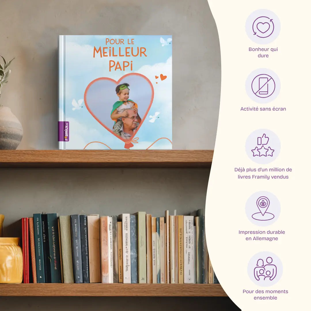 Avantages: Bonheur qui dure, Activité sans écran, Déjà plus d’un million de livres Framily vendus, Impression durable en Allemagne, Pour des moments ensemble