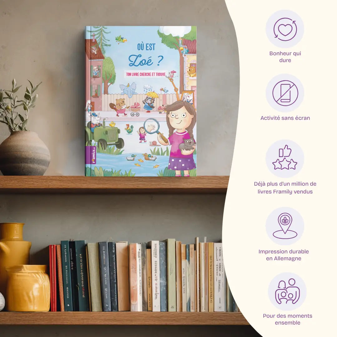 Avantages: Bonheur qui dure, Activité sans écran, Déjà plus d’un million de livres Framily vendus, Impression durable en Allemagne, Pour des moments ensemble